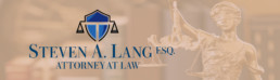 Steven A. Lang, Esq. - Header Image - Lady Justice and Steven A. Lang, Esq. Logo